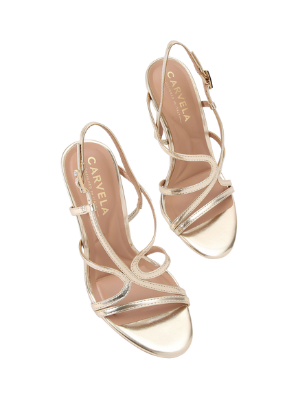 Carvela Viola Stiletto Heel Strappy Sandals, Gold - view 2, Gold