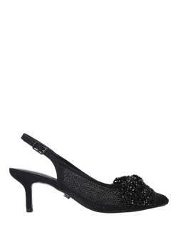 Carvela Chiara Bow Embellished Slingback Court Shoes, Black