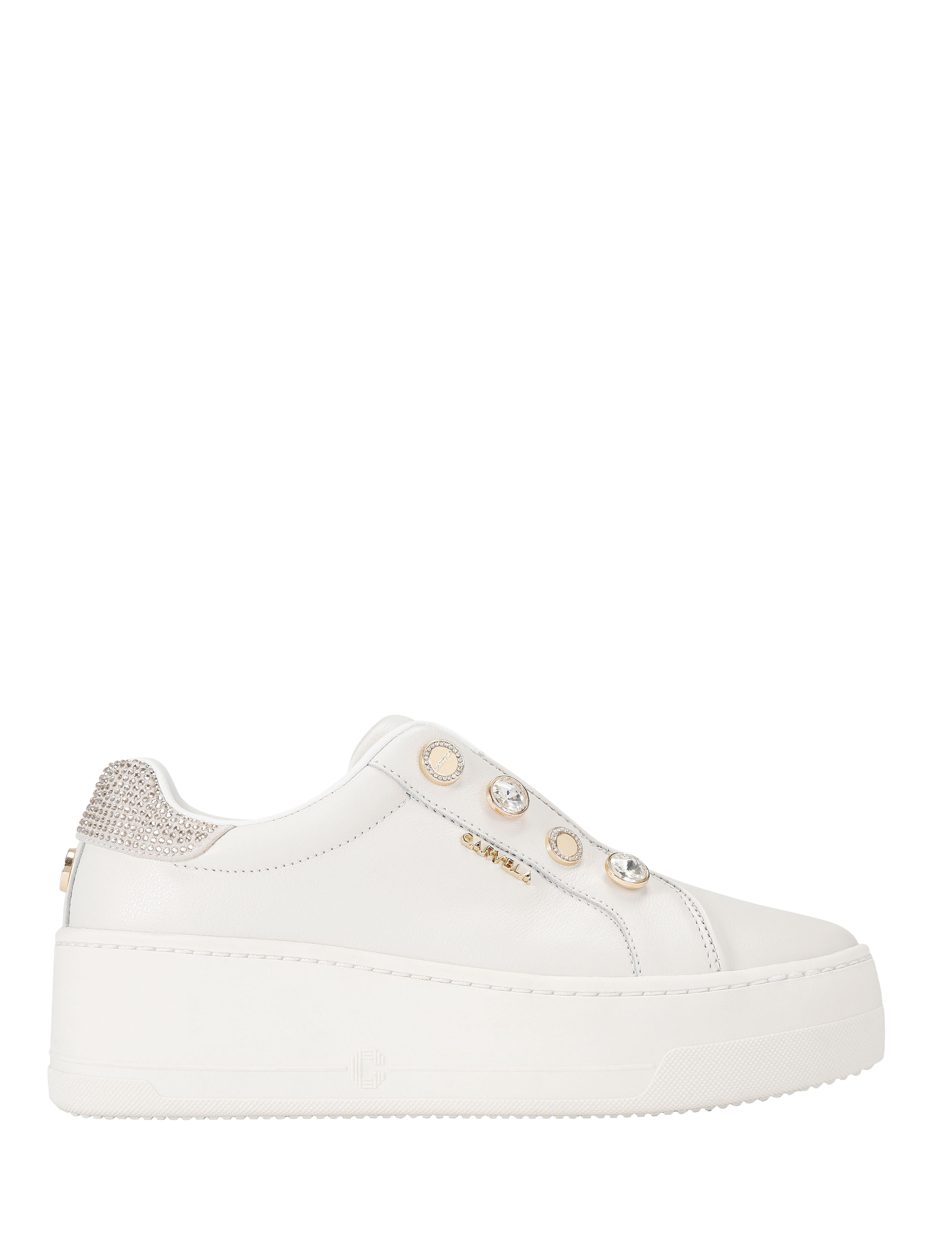Product image 1 of 4, which shows Carvela Connected Laceless Slip-On Trainers, White, 3