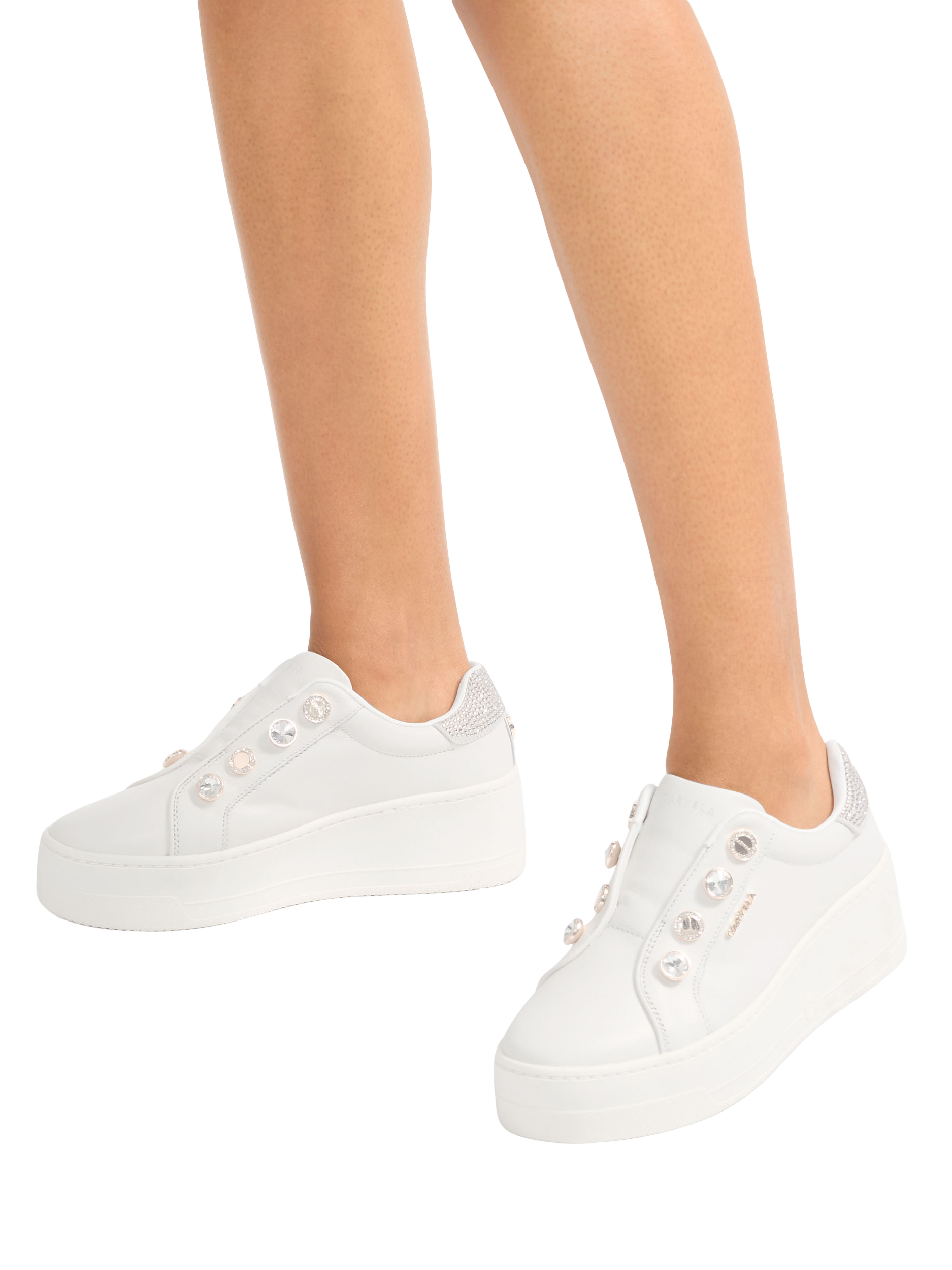 Product image 2 of 4, which shows Carvela Connected Laceless Slip-On Trainers, White, 3