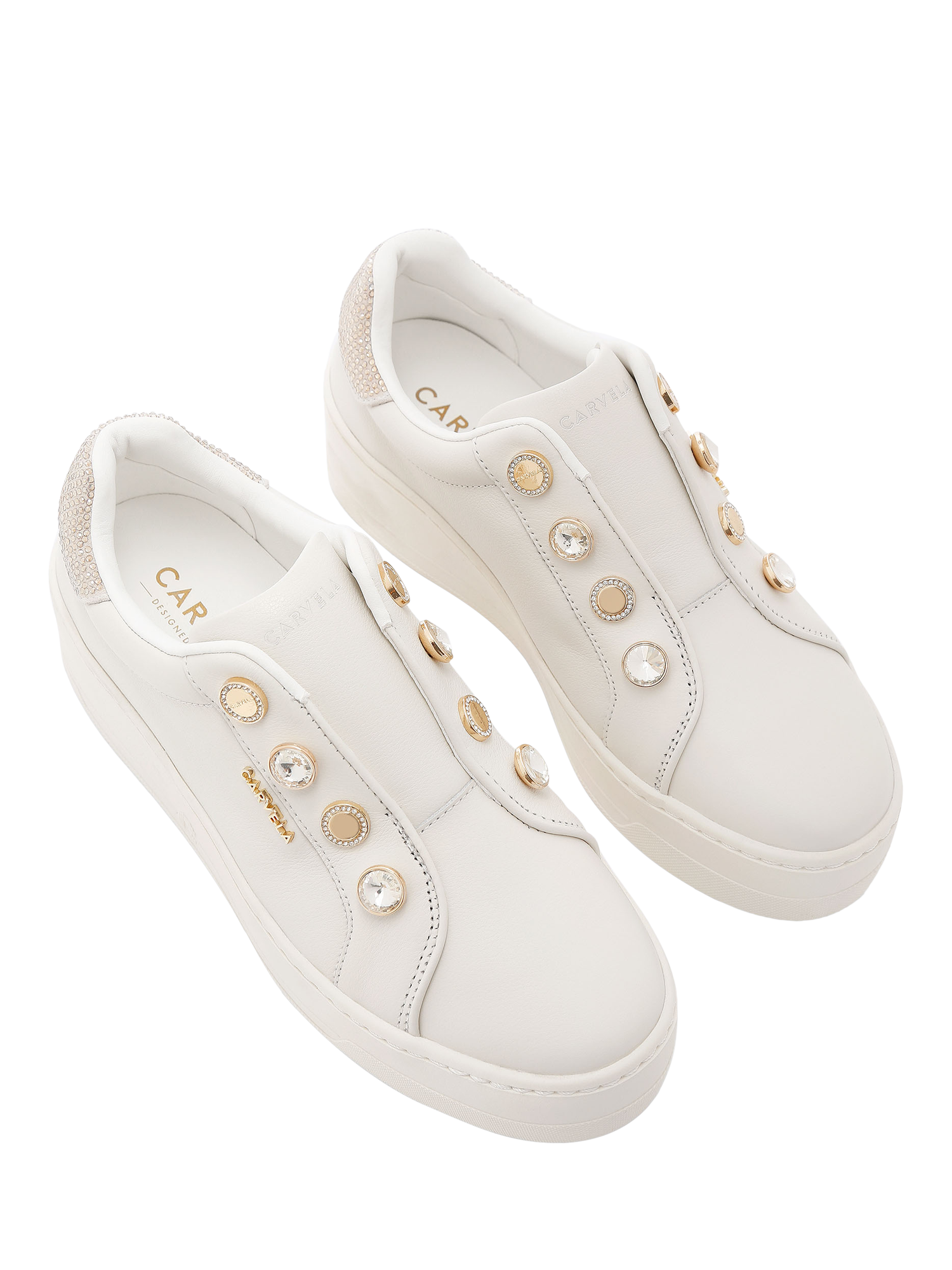 Product image 3 of 4, which shows Carvela Connected Laceless Slip-On Trainers, White, 3