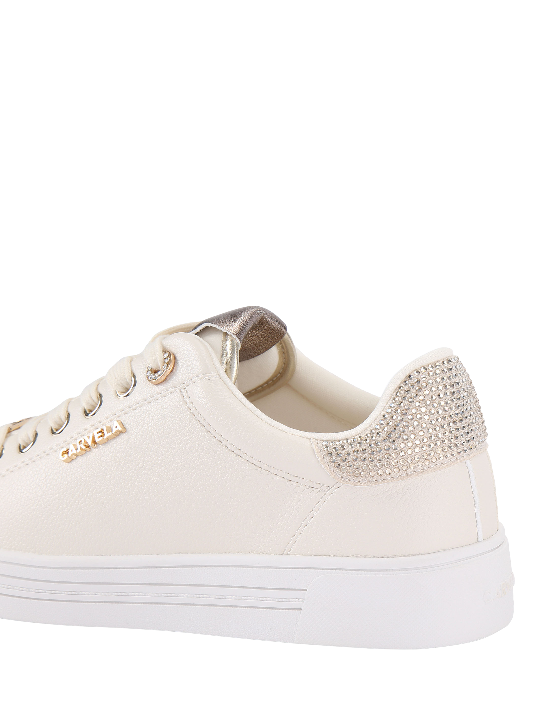 Product image 4 of 5, which shows Carvela Daze Top Cap Embellished Trainers, Gold, 3