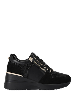 Carvela High Rise Lace Up Trainers, Black/Comb, Black/Comb