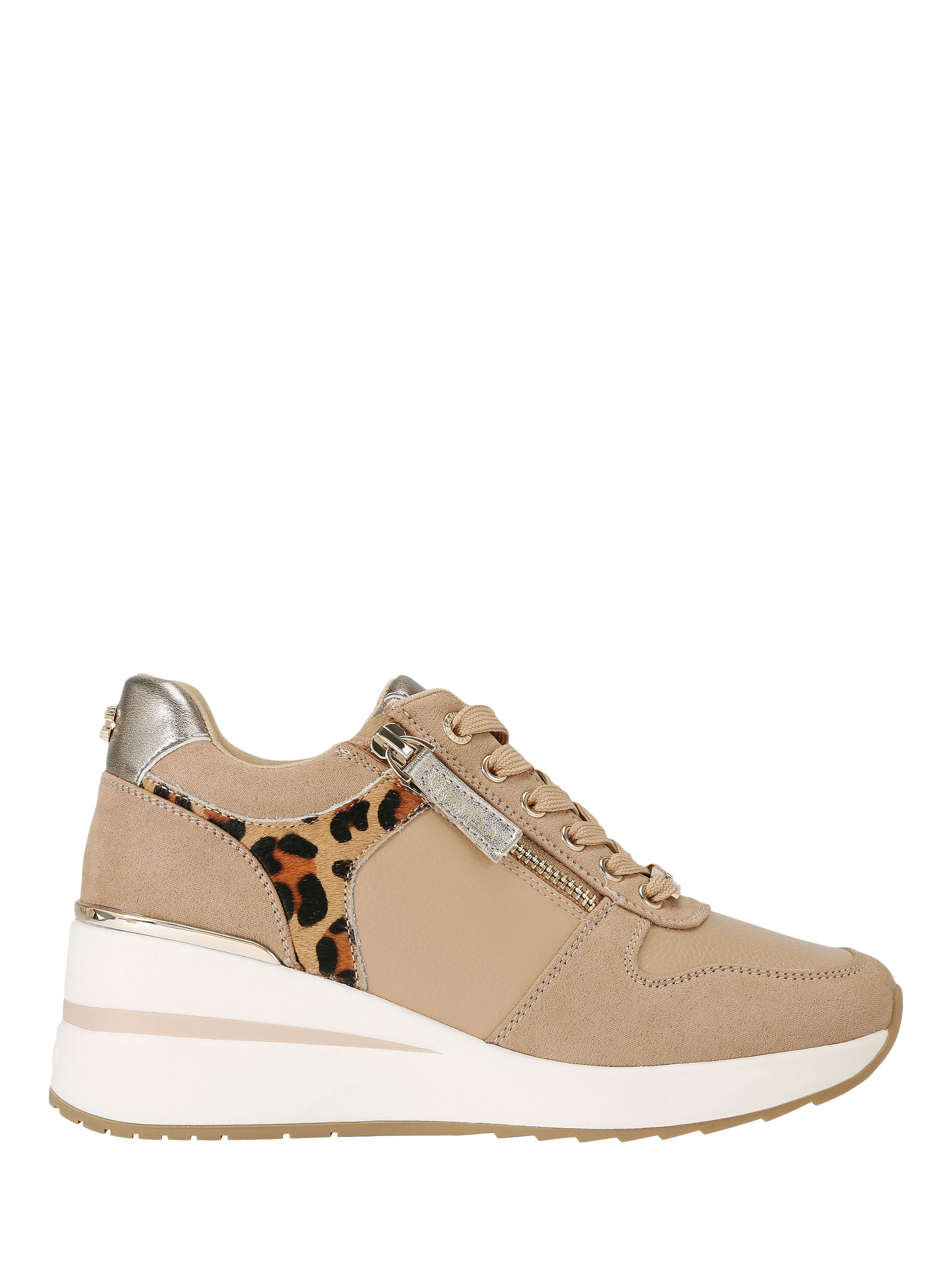 Product image 1 of 5, which shows Carvela High Rise Lace Up Trainers, Camel/Comb, 3