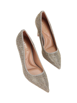 Carvela Casella Heat Seal Embellished Court Shoes - view 2, Gold