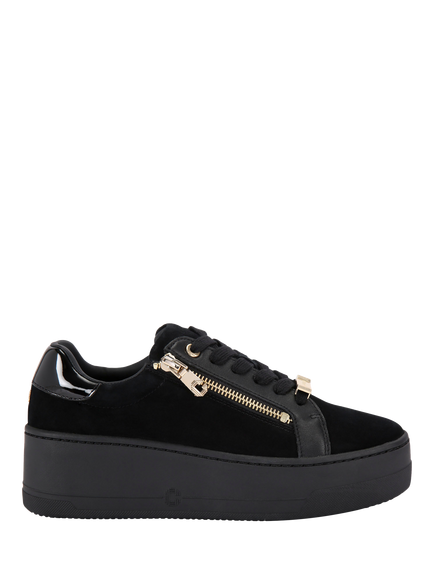 Carvela Connected Suede Zip Flatform Trainers, Black, Black
