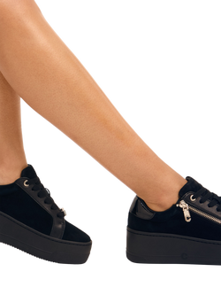 Carvela Connected Zip Flatform Suede Trainers - view 2, Black