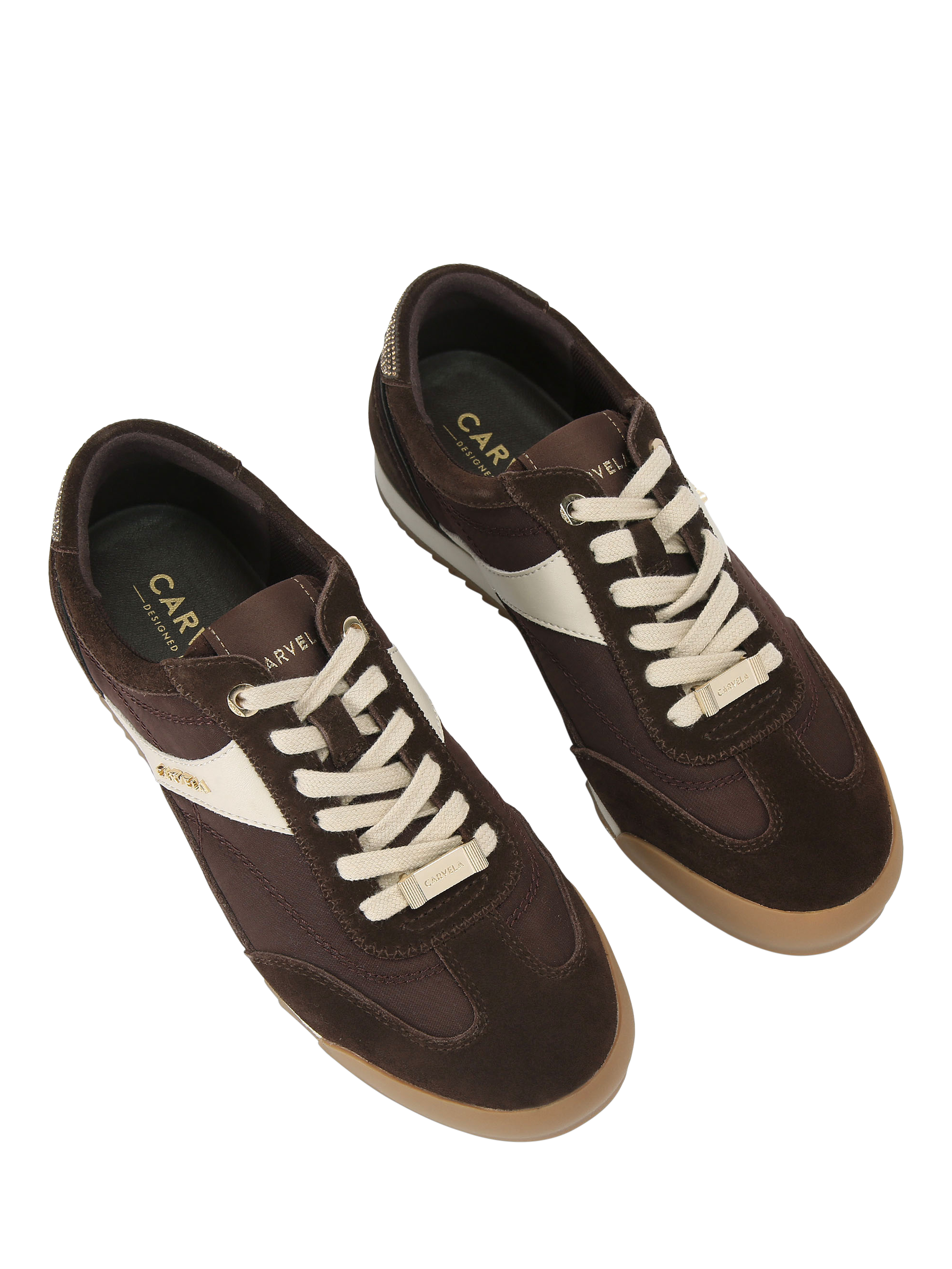 Product image 2 of 4, which shows Carvela Costa Suede Trainers, Brown, 3