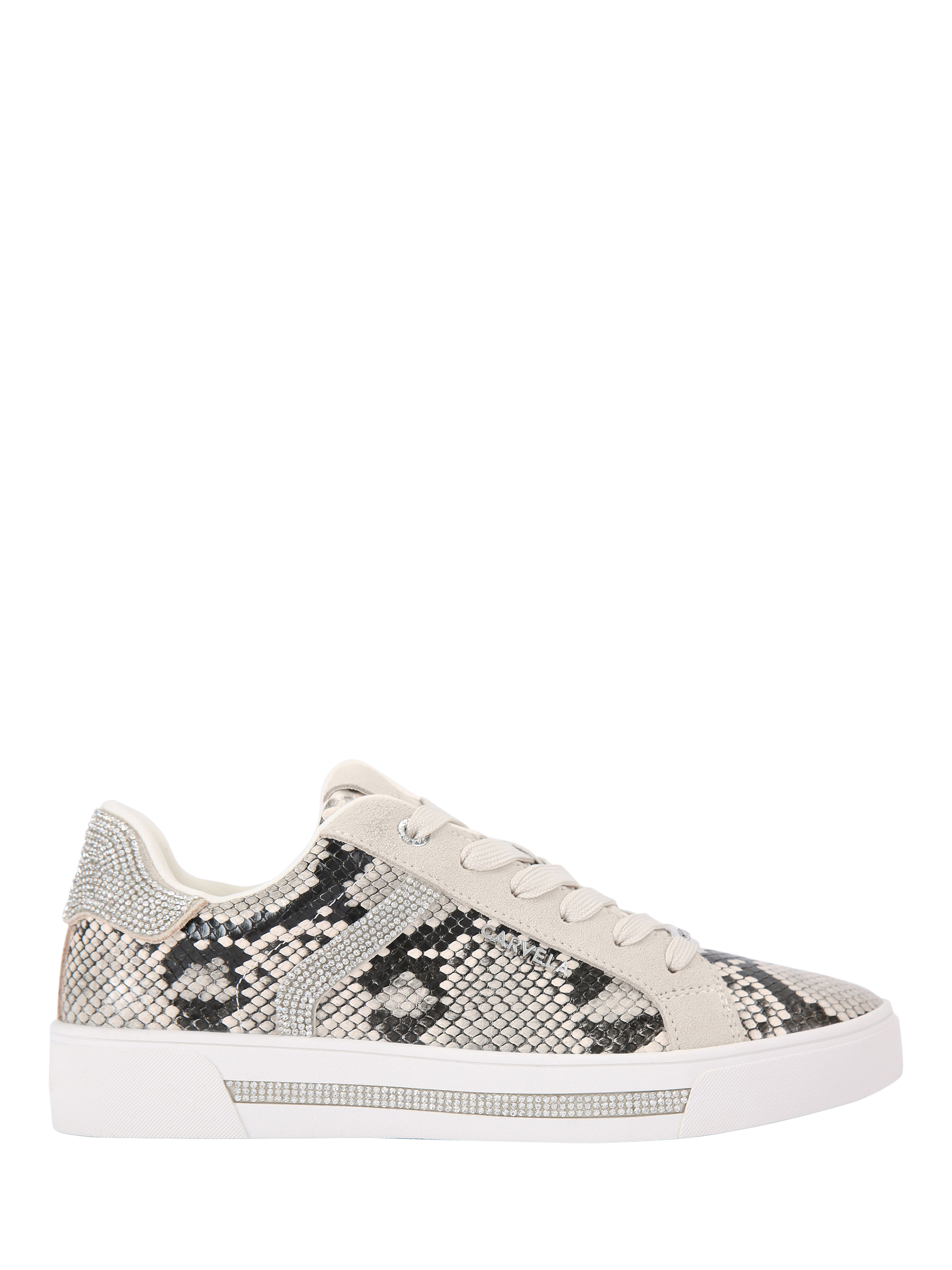 Product image 1 of 5, which shows Carvela Daze Jewel Lace Up Trainers, Beige Comb, 3