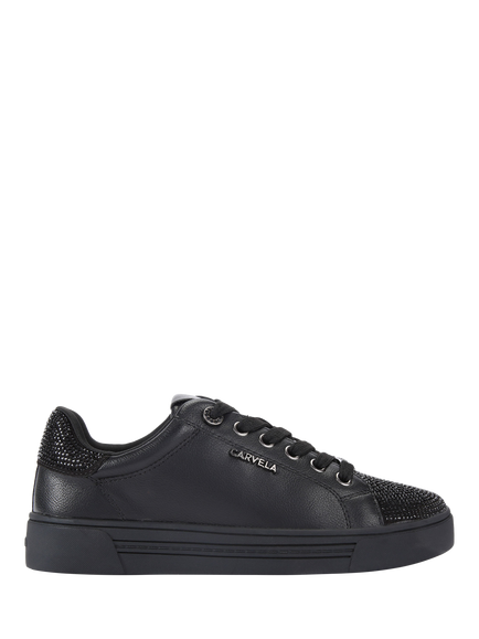 Carvela Daze Toe Cap Lace Up Trainers, Black/Comb, Black/Comb