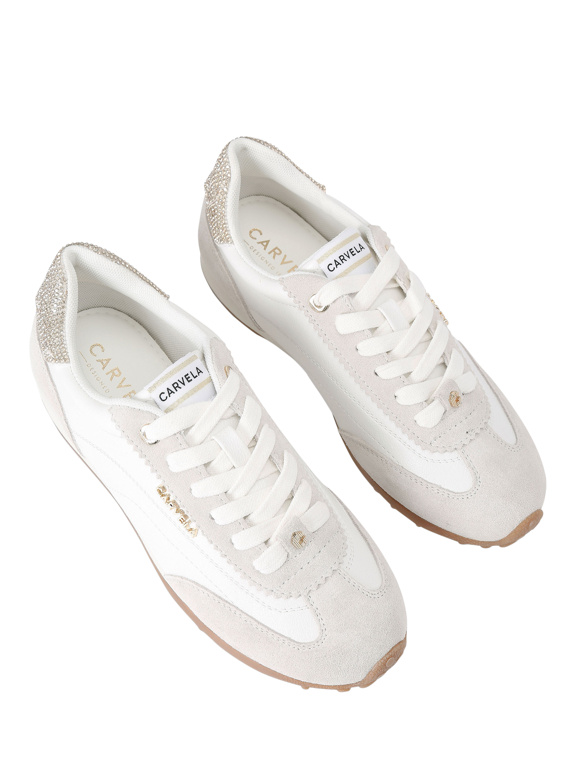 Product image 3 of 4, which shows Carvela Martina Lace Up Trainers, White, 3