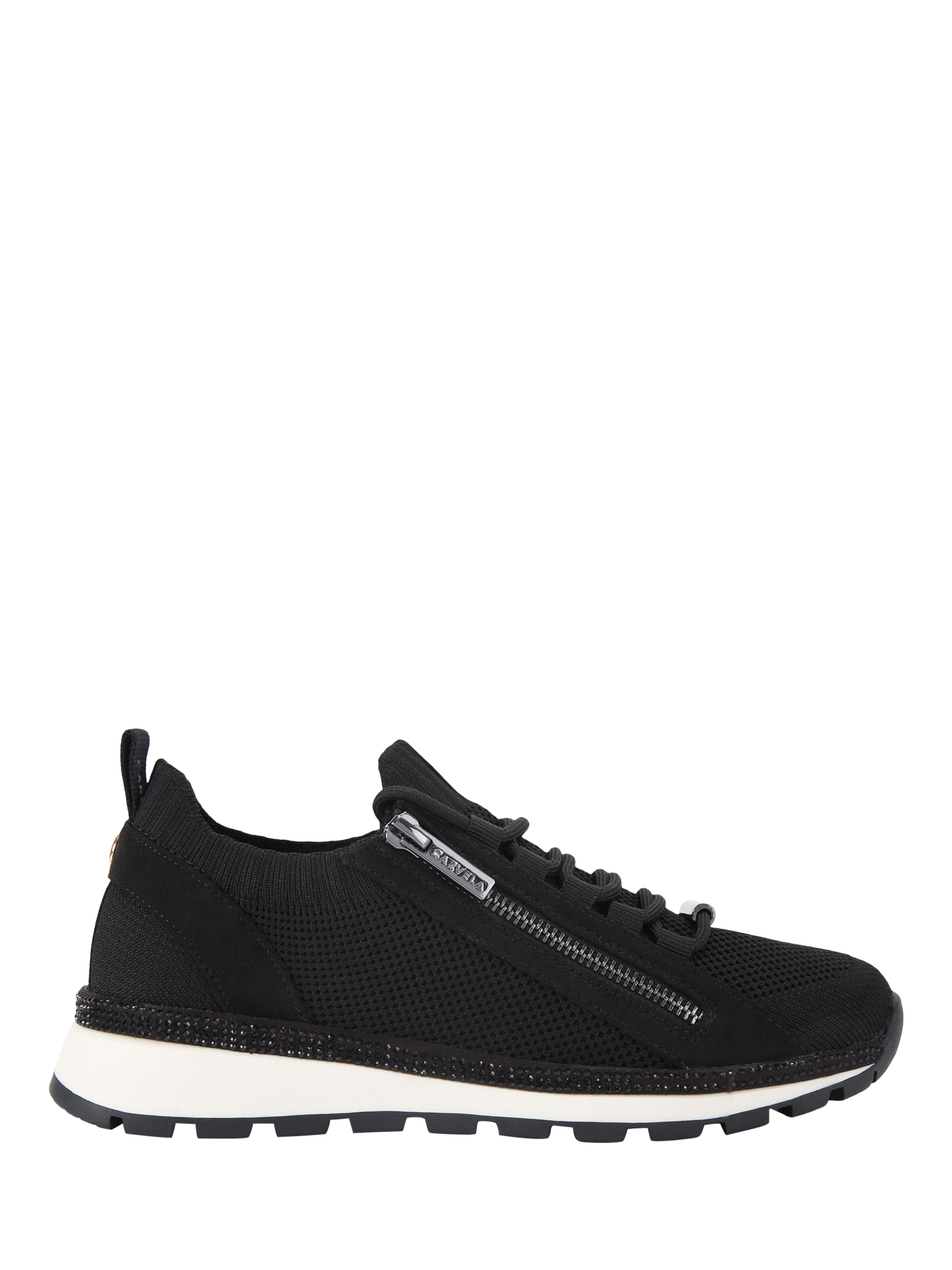 Carvela Pace Zip Knit Trainers, Black/Comb