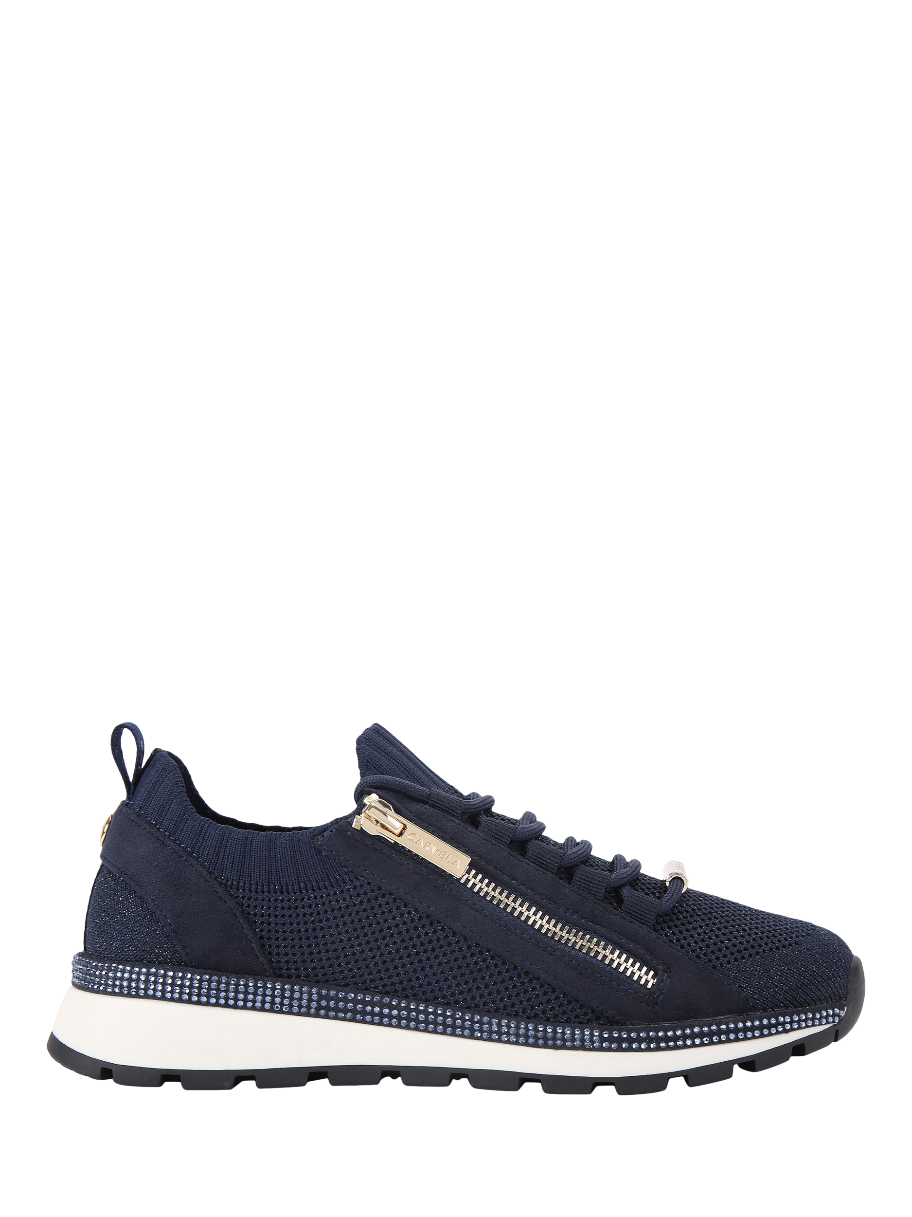 Carvela Pace Zip Knit Trainers, Navy