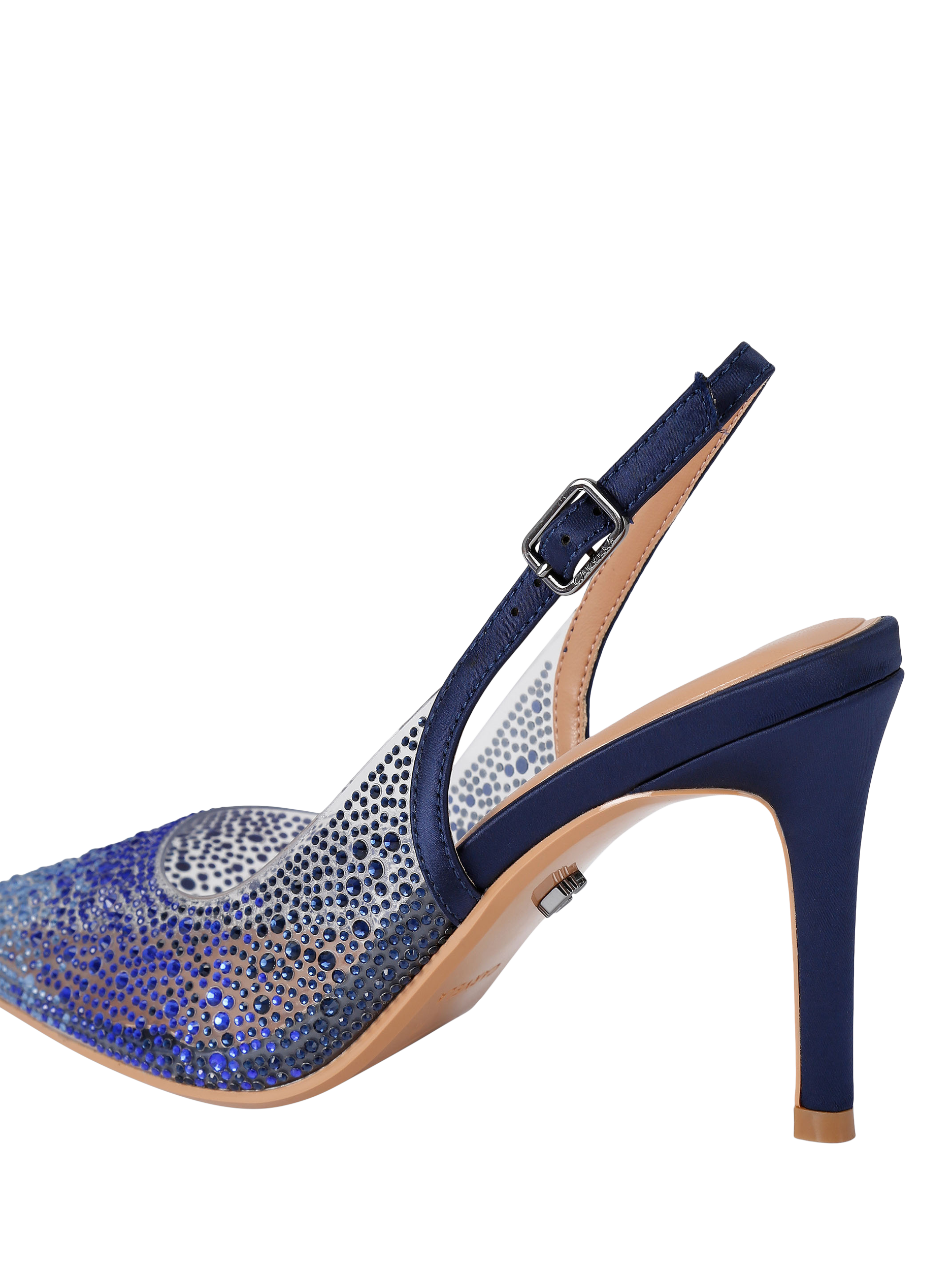 Product image 4 of 5, which shows Carvela Positano Vinyl Jewelled Court Shoes, Blue, 3
