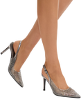 Carvela Positano Vinyl Jewelled Court Shoes, Gunmetal