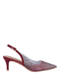 Carvela Positano Low Vinyl Jewelled Court Shoes, Wine