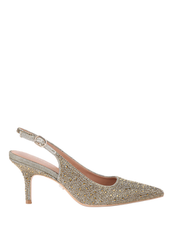 Carvela Spirit Sling Embellished Slingback Court Shoes, Gold, Gold