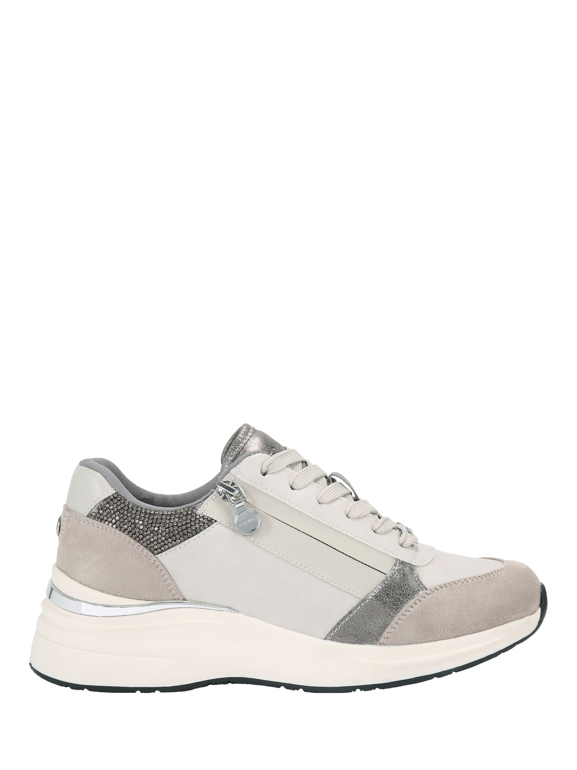 Product image 1 of 4, which shows Carvela Statement Zip Run Trainers, Grey, 3