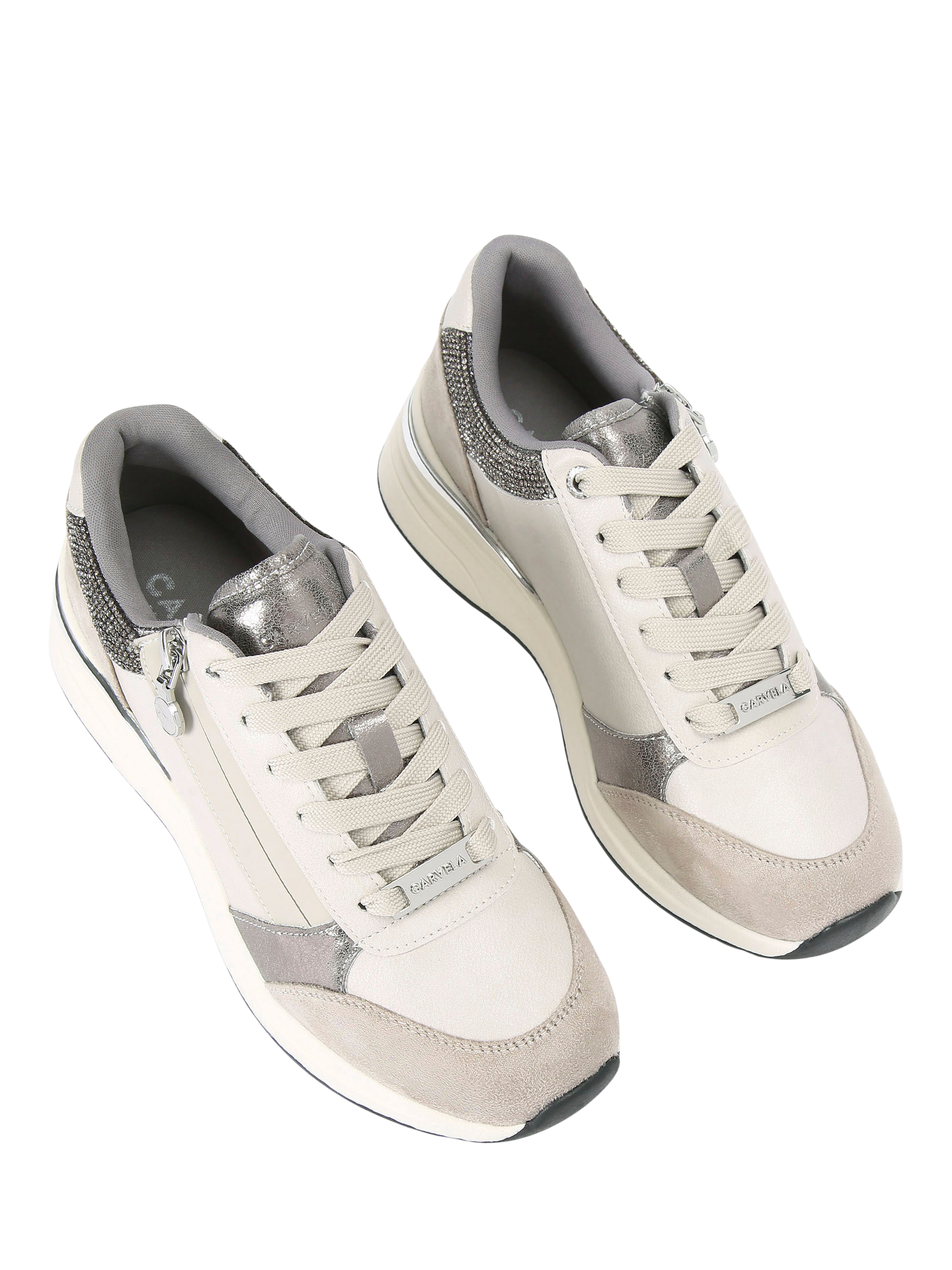 Product image 2 of 4, which shows Carvela Statement Zip Run Trainers, Grey, 3