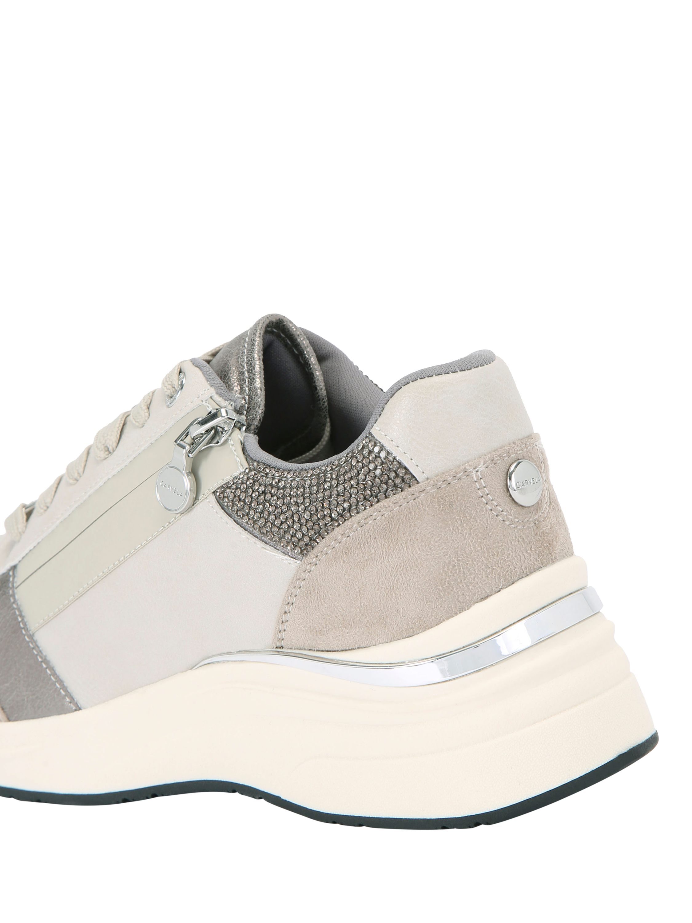 Product image 3 of 4, which shows Carvela Statement Zip Run Trainers, Grey, 3