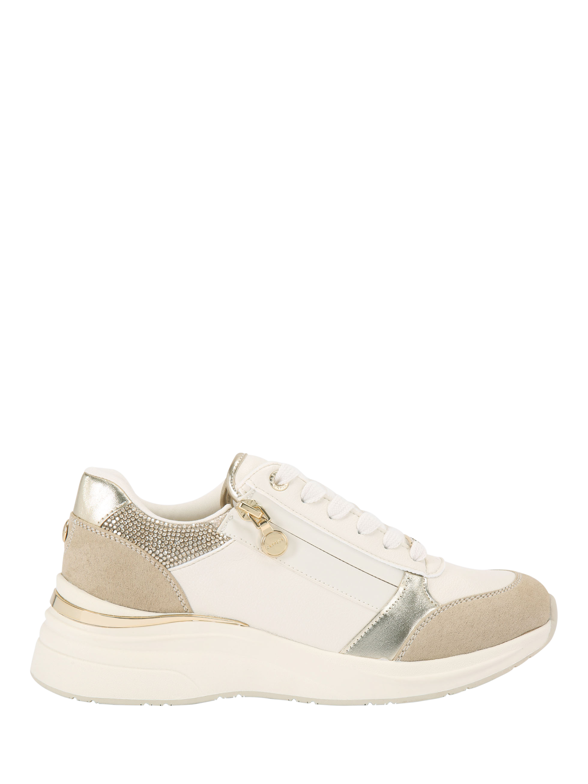 Product image 1 of 5, which shows Carvela Statement Zip Run Trainers, Beige, 3