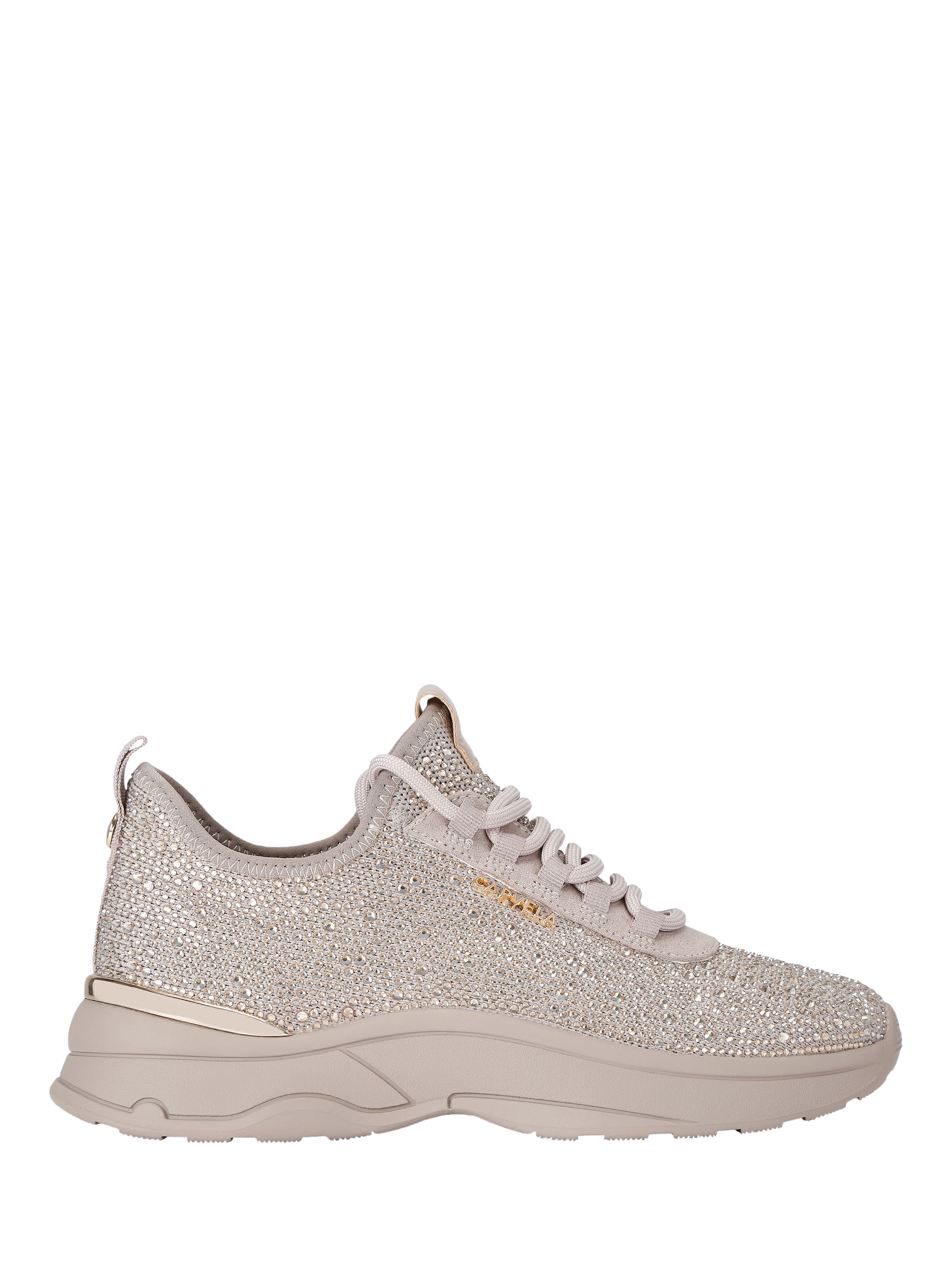 Product image 1 of 5, which shows Carvela Swift Jewel Runner Trainers, Taupe, 3