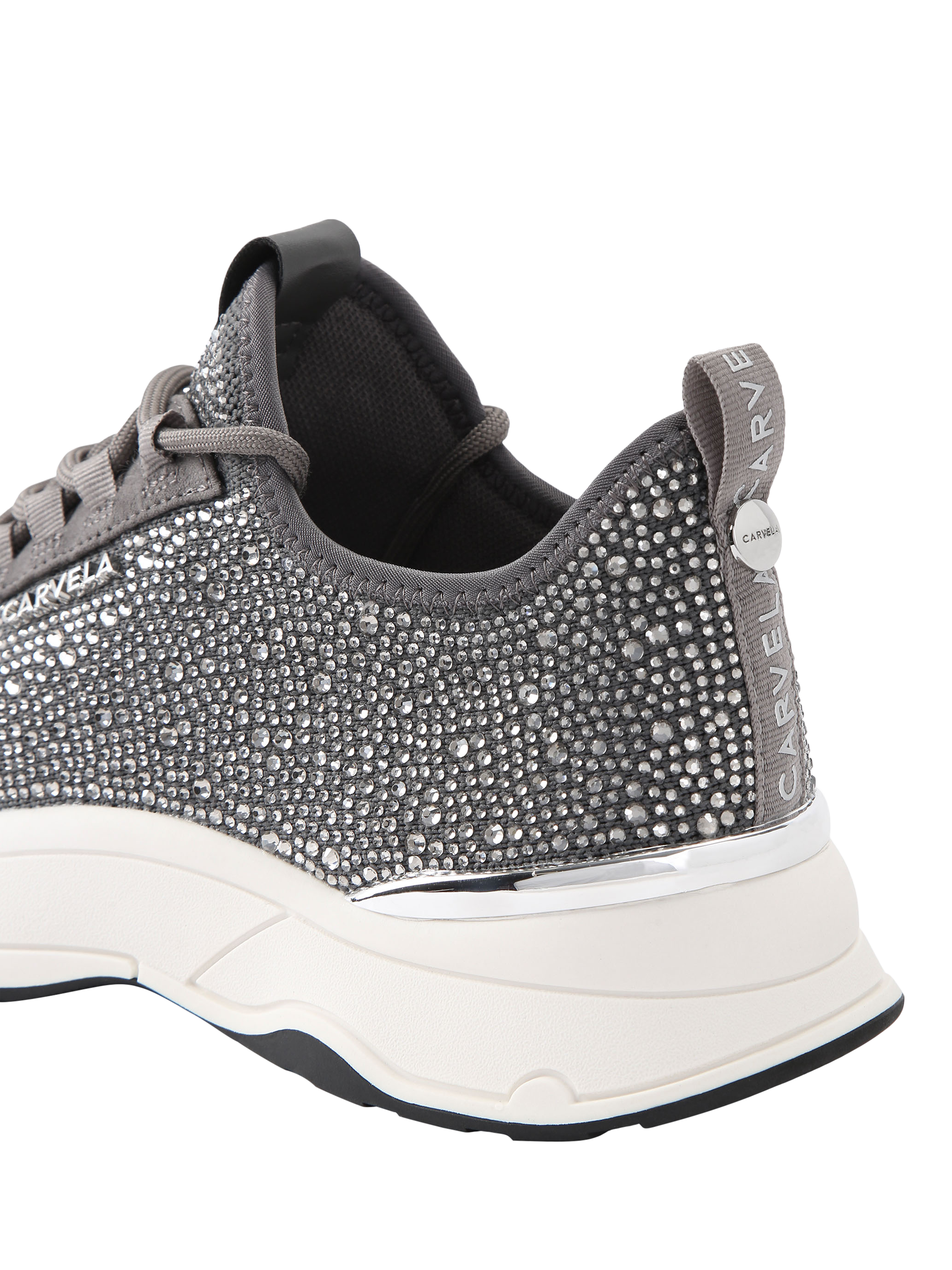 Product image 3 of 4, which shows Carvela Swift Jewel Runner Trainers, Pewter, 3