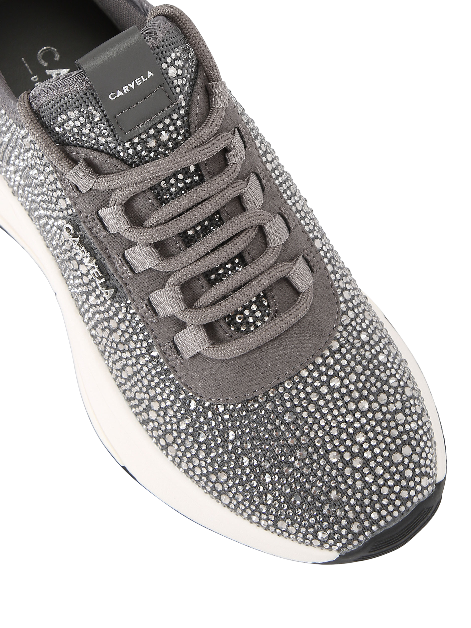 Product image 4 of 4, which shows Carvela Swift Jewel Runner Trainers, Pewter, 3