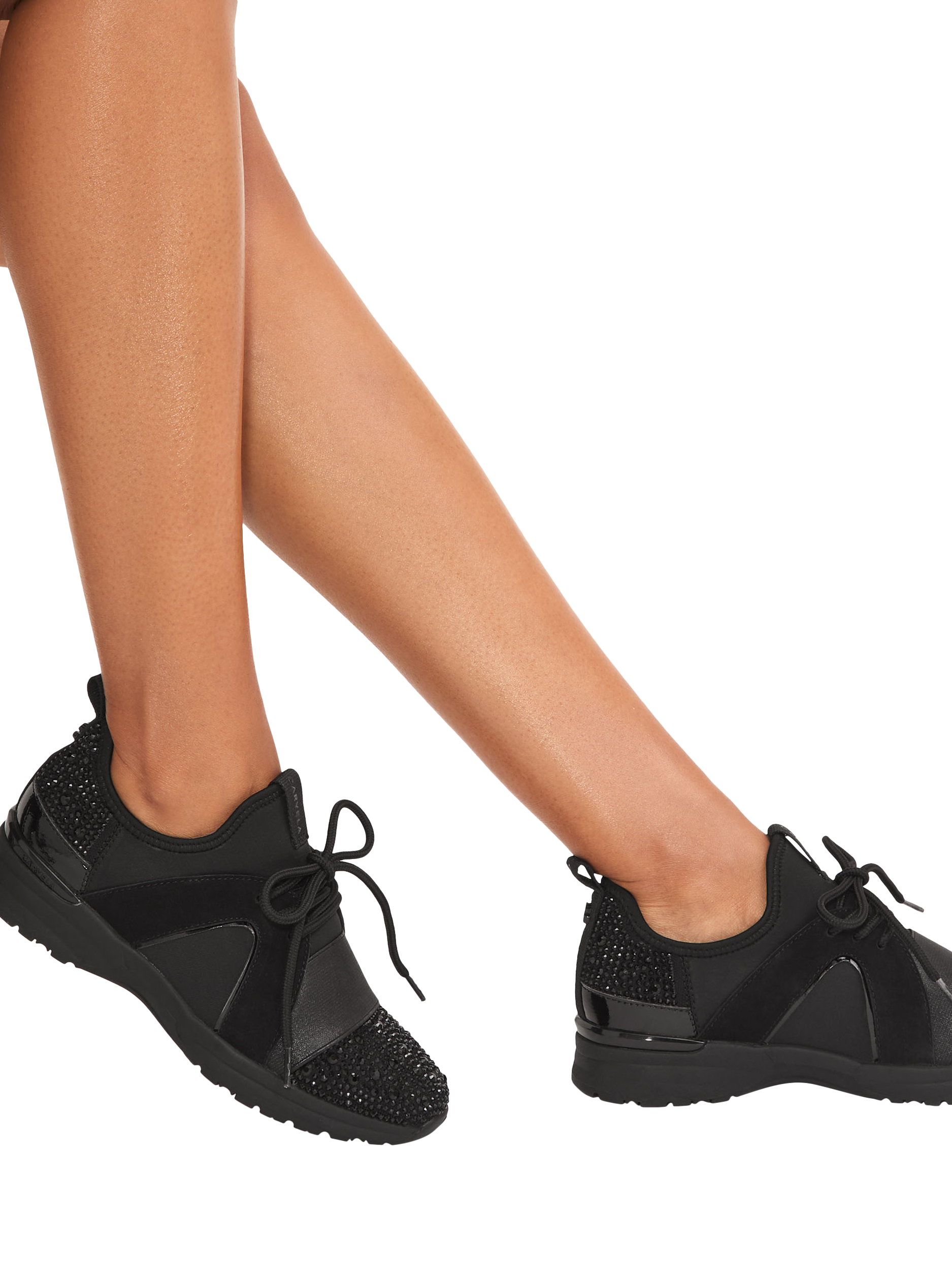 Product image 2 of 5, which shows Carvela Tempo Lace Up Trainers, Black, 3