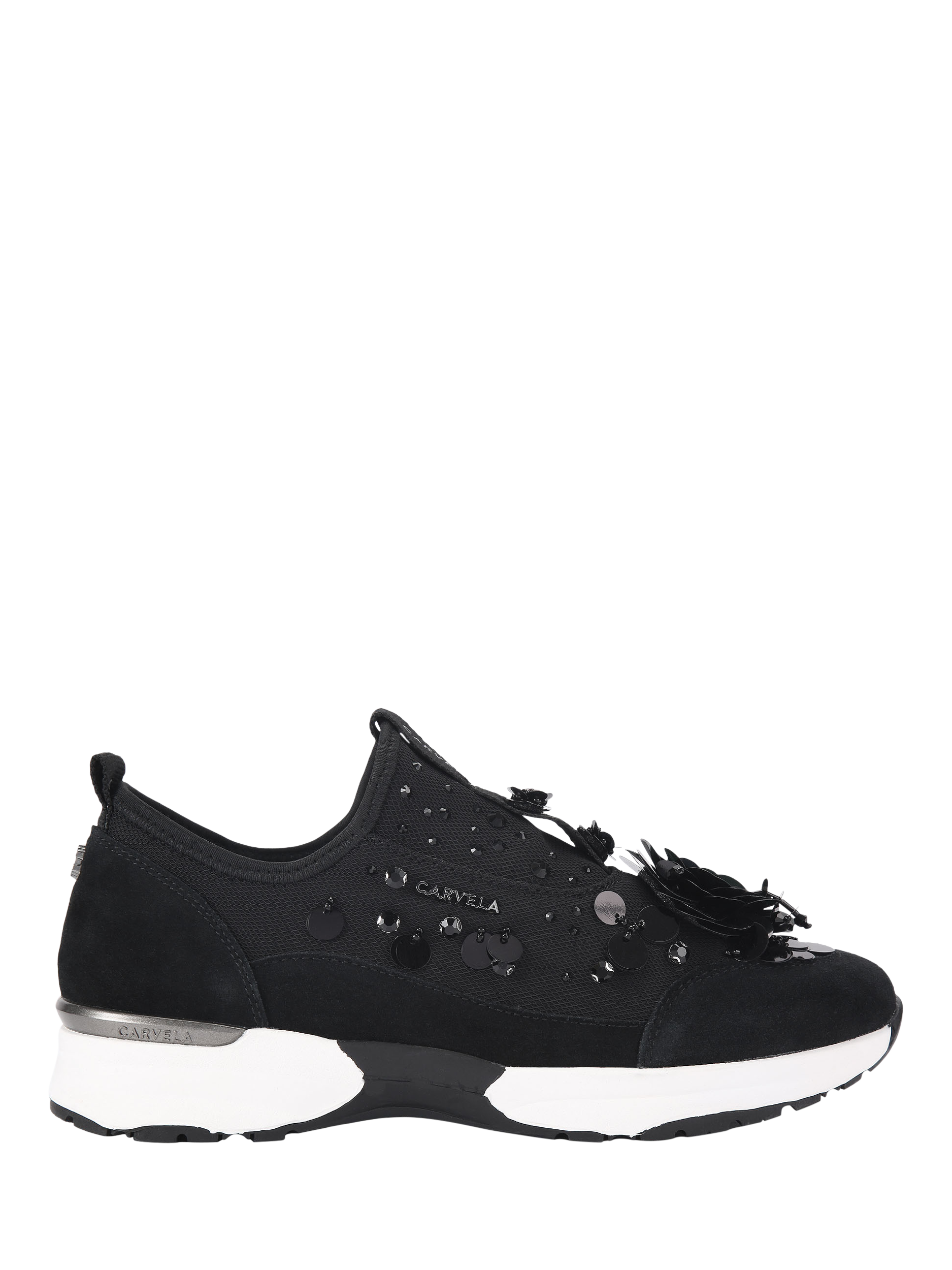 Product image 1 of 5, which shows Carvela Tempo Jewel Slip-On Trainers, Black, 3