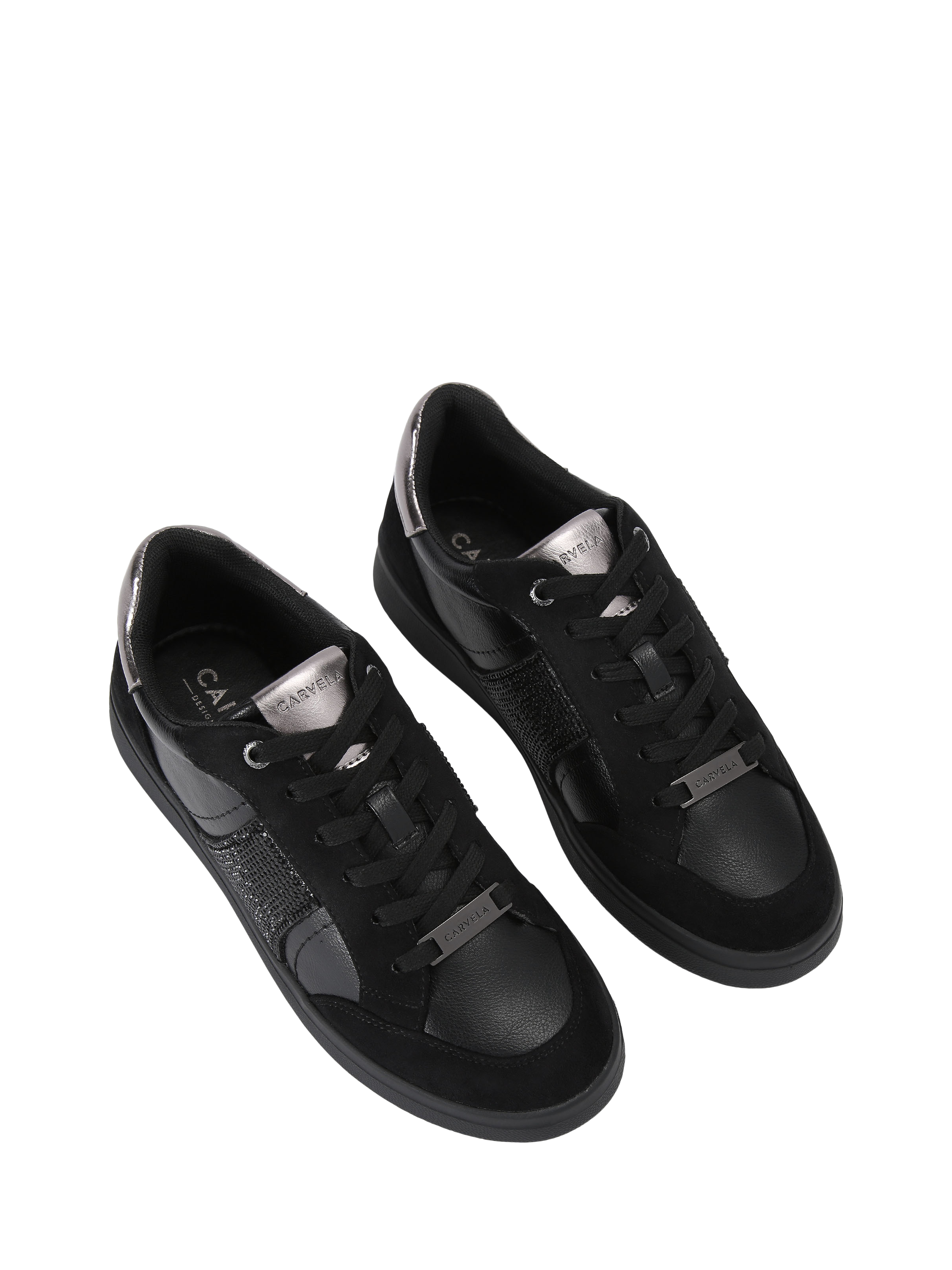 Product image 3 of 5, which shows Carvela Veneto Lace Up Trainers, Black, 3