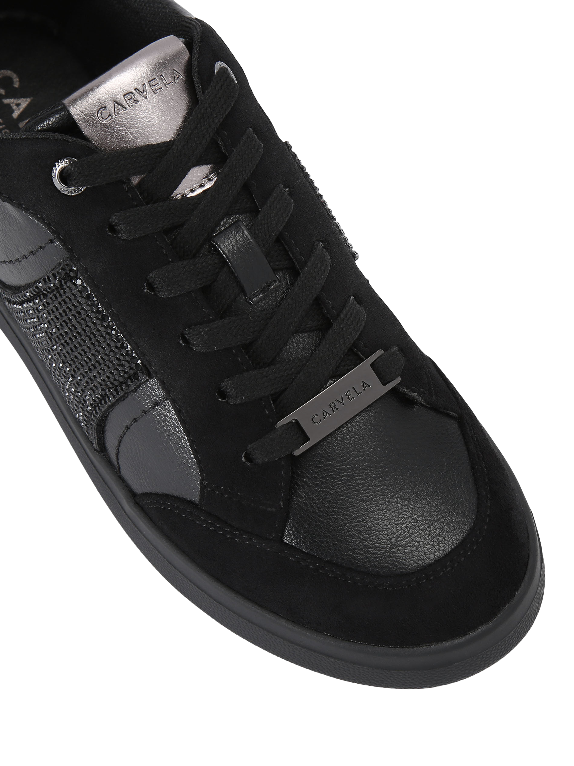 Product image 5 of 5, which shows Carvela Veneto Lace Up Trainers, Black, 3