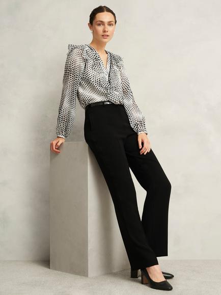 Hobbs Rosana Polka Dot Top, Cream/Black, Cream/Black