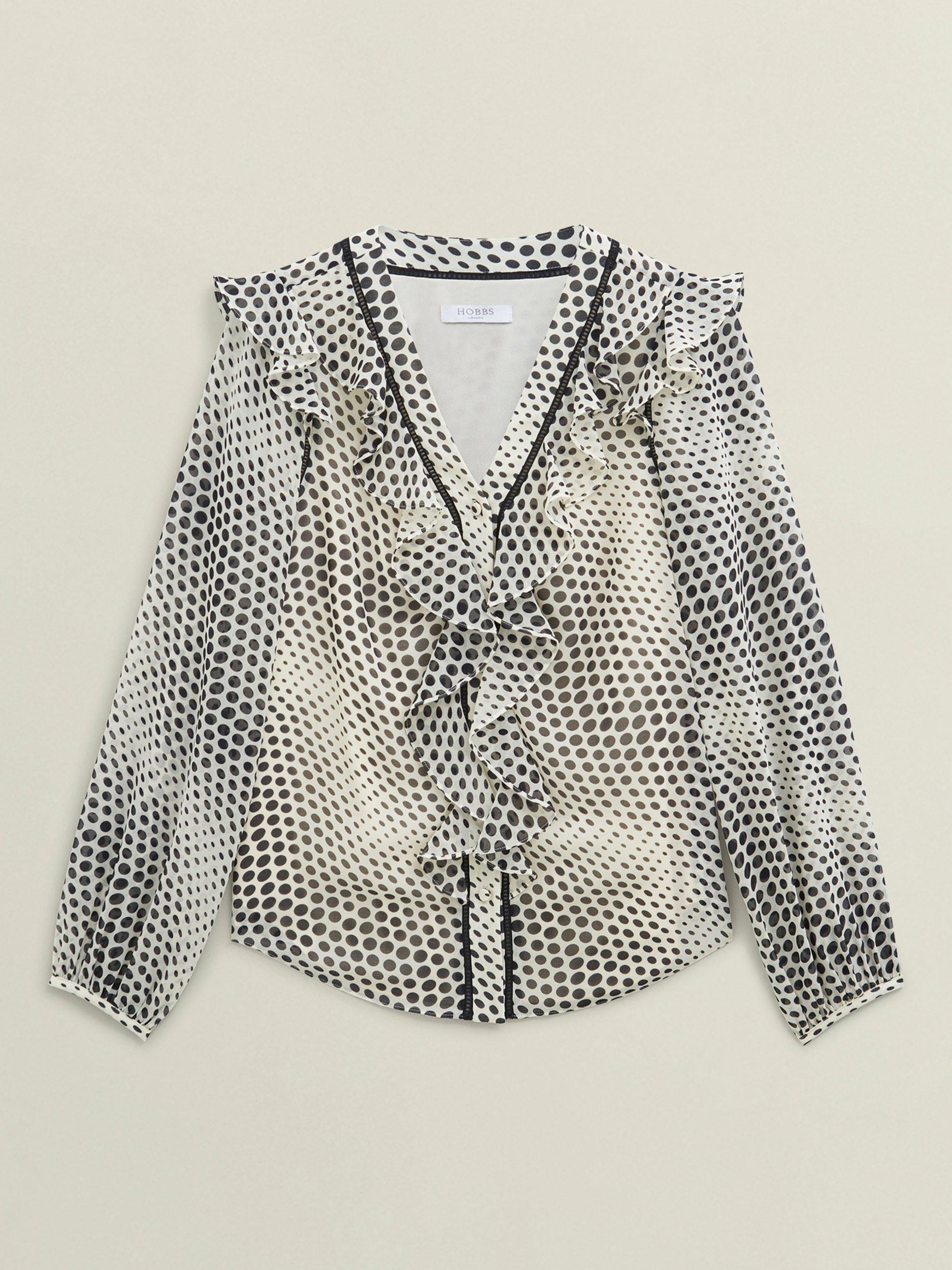 Product image 4 of 6, which shows Hobbs Rosana Polka Dot Top, Cream/Black, 10