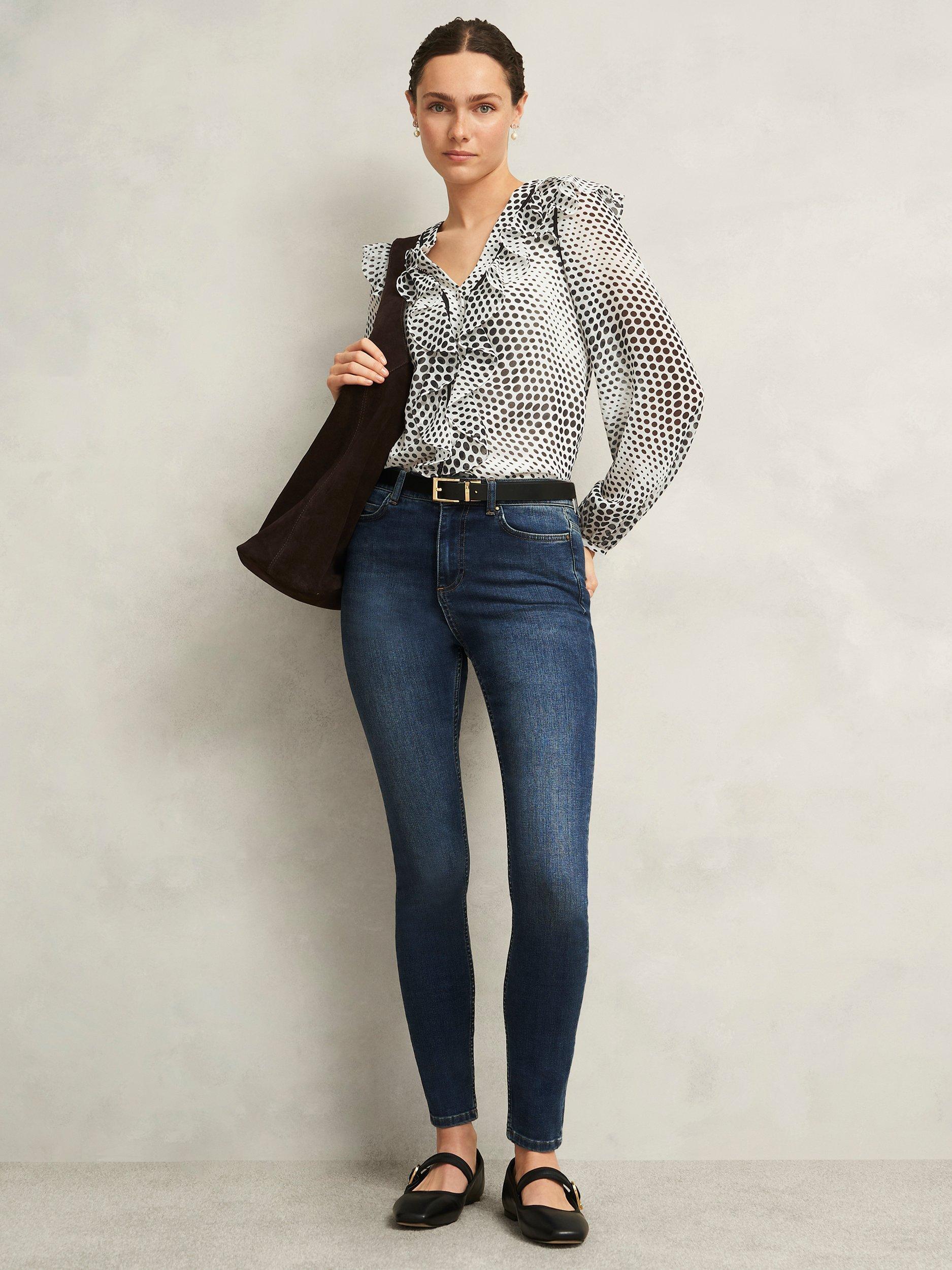 Product image 6 of 6, which shows Hobbs Rosana Polka Dot Top, Cream/Black, 10