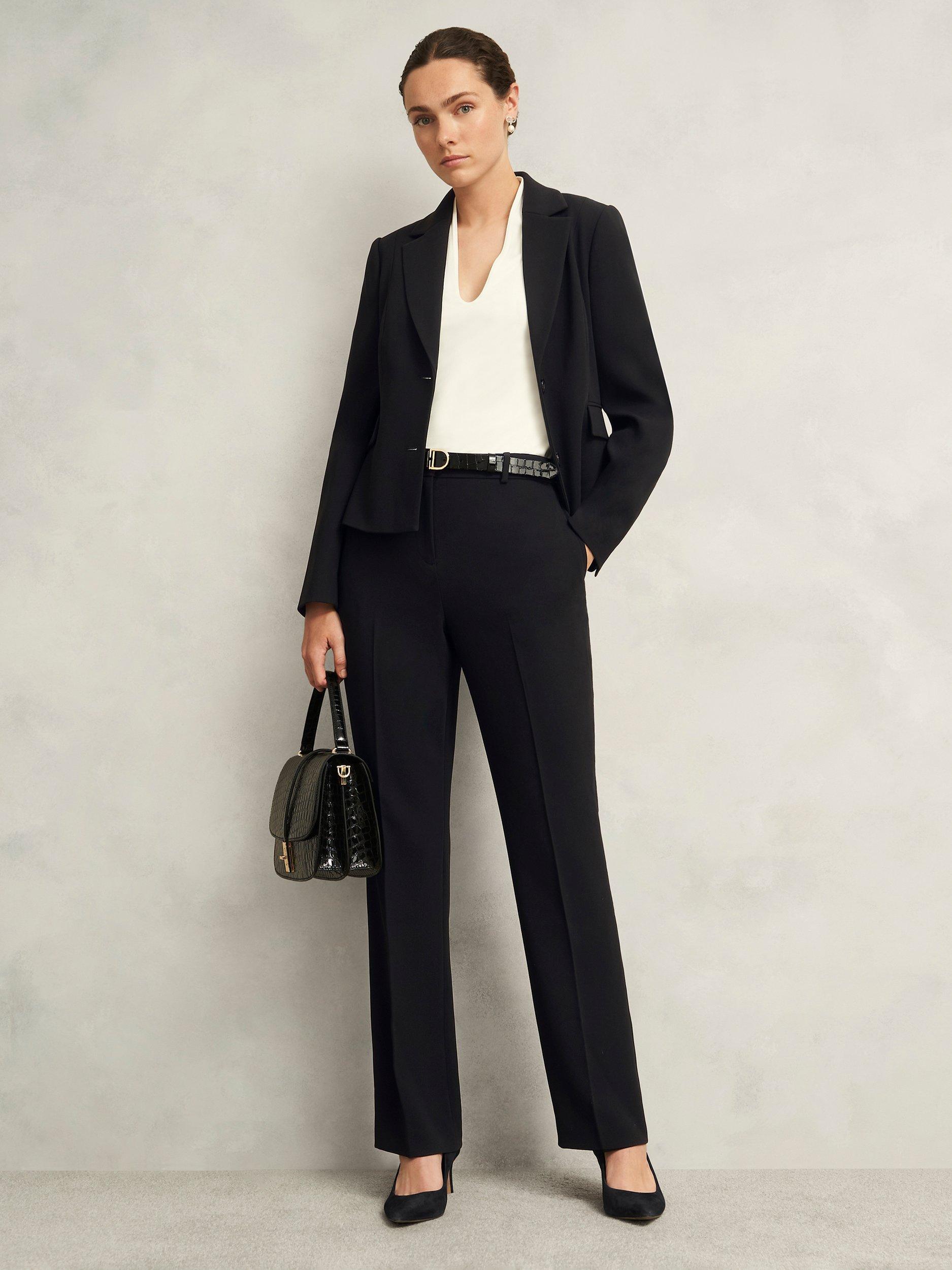 Product image 6 of 6, which shows Hobbs Rae Straight Tailored Trousers, Black, 10
