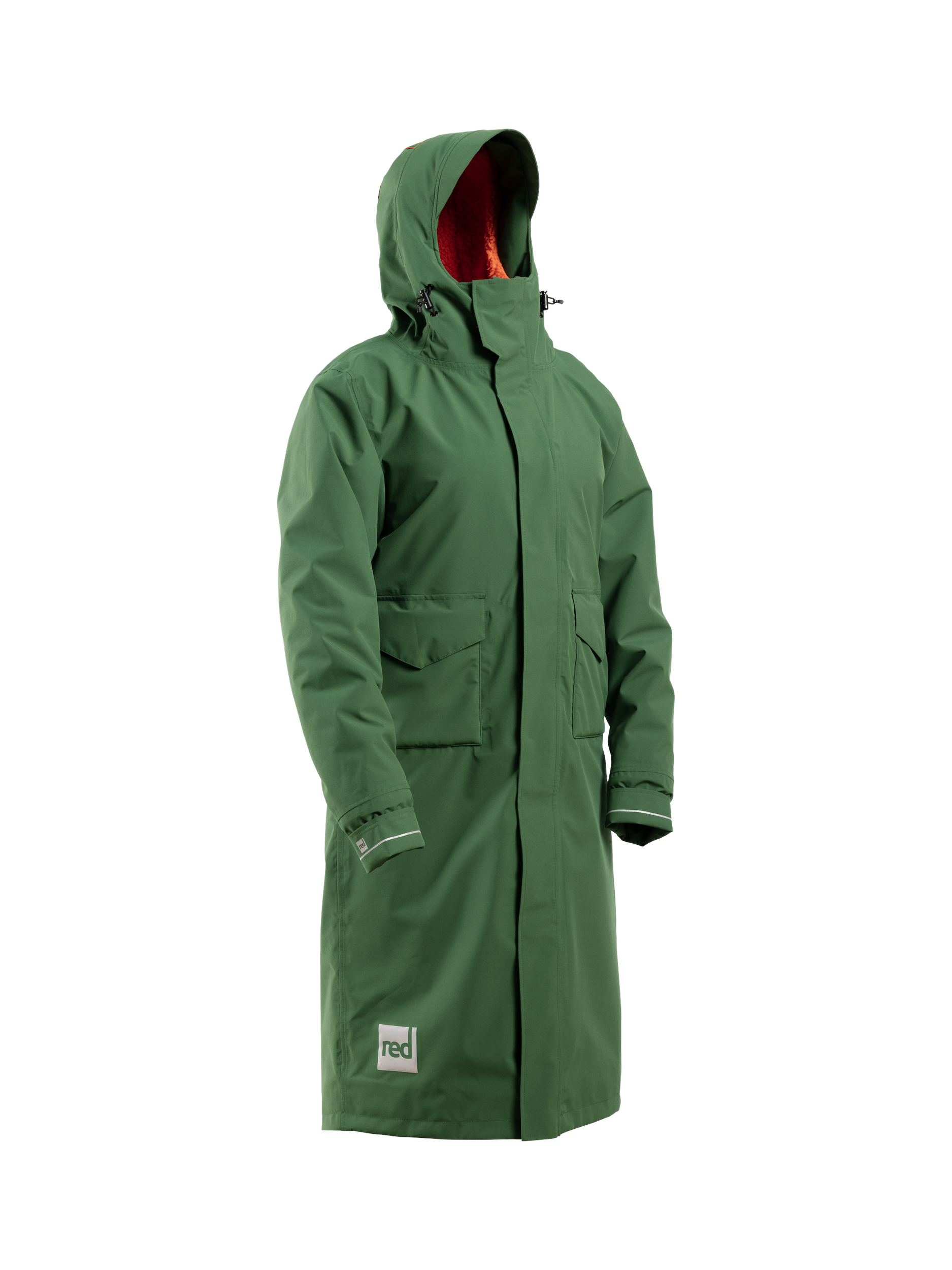 Product image 1 of 9, which shows Red Unisex EVO Pro Slimline Waterproof Changing Robe Parka Jacket, Forest Green, S