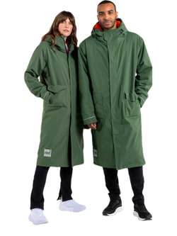 Red Unisex EVO Pro Slimline Waterproof Changing Robe Parka Jacket - view 2, Forest Green