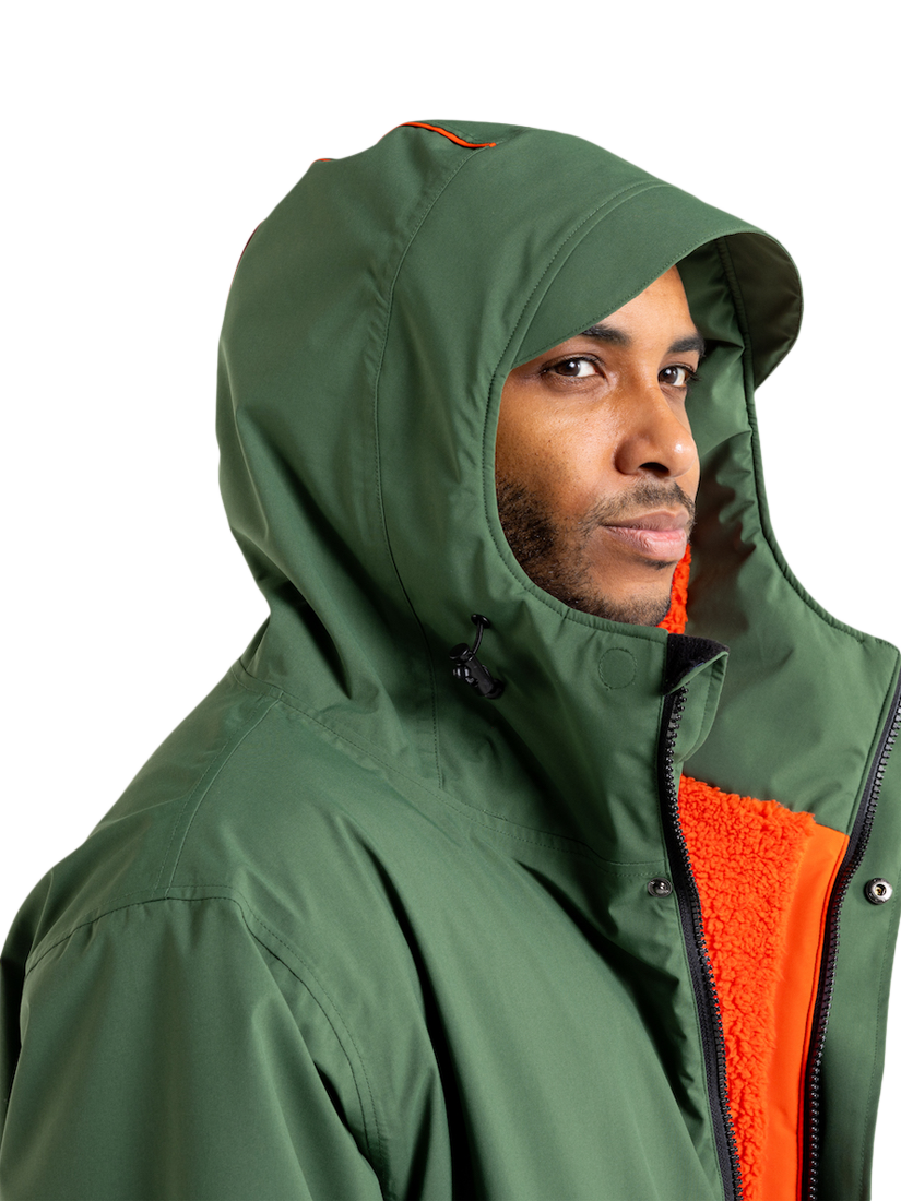 Product image 4 of 9, which shows Red Unisex EVO Pro Slimline Waterproof Changing Robe Parka Jacket, Forest Green, S