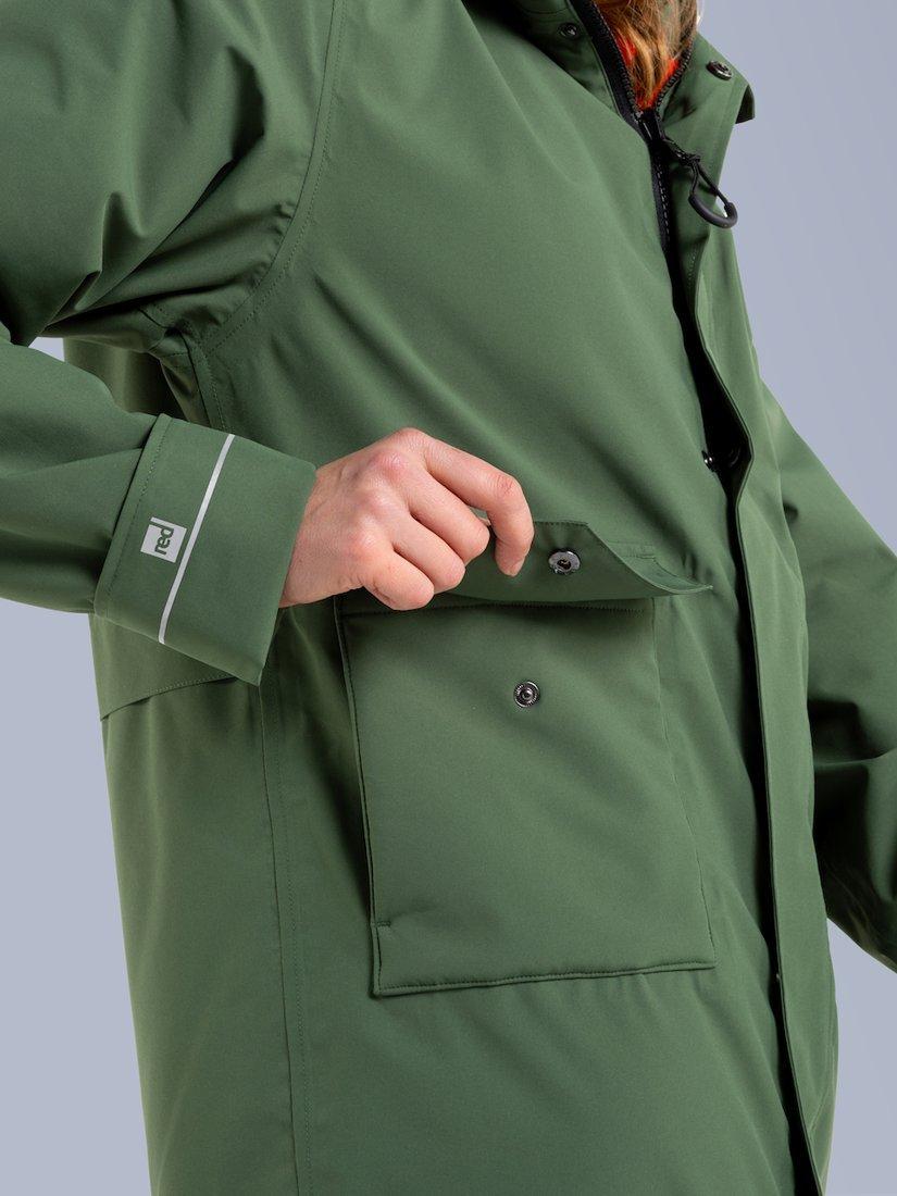 Product image 7 of 9, which shows Red Unisex EVO Pro Slimline Waterproof Changing Robe Parka Jacket, Forest Green, S