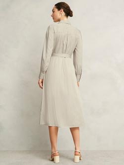 Hobbs Eleanor Striped Long Sleeved Midi T-Shirt Dress - view 2, Soft Beige