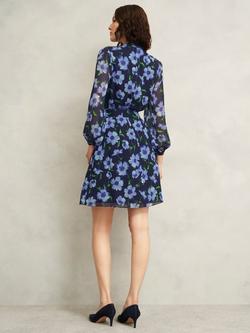 Hobbs Gracie Floral V-Neck Flared Mini Dress - view 2, Midnight/Multi