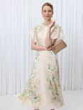 Hobbs Kim Floral Crew Neck Short Sleeved Silk Midi Dress