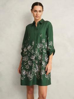 Hobbs Marci Floral Tunic Dress, Green/Multi, Green/Multi