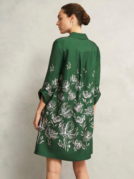 Hobbs Marci Floral Tunic Dress, Green/Multi - view 2, Green/Multi