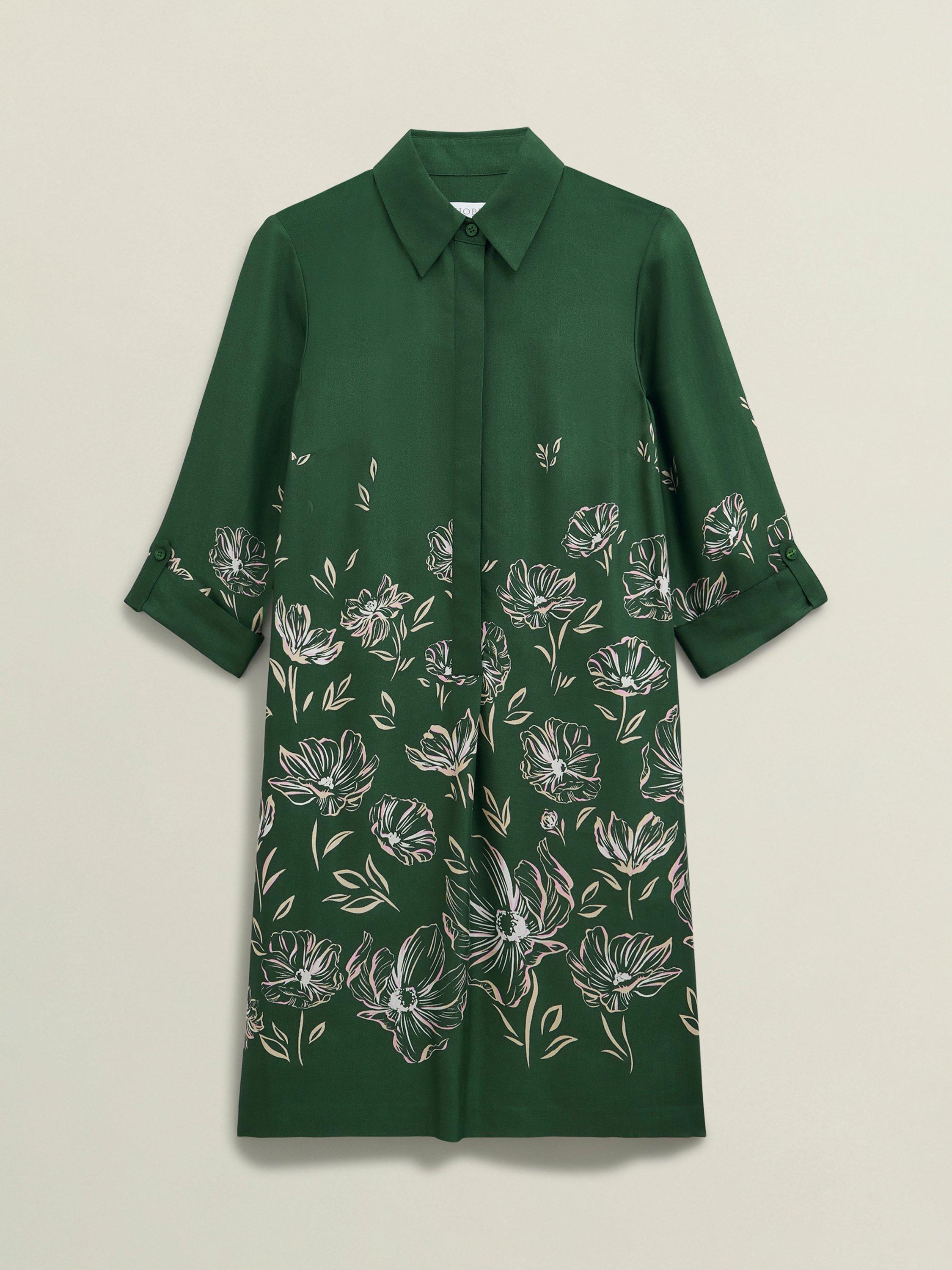 Product image 4 of 6, which shows Hobbs Marci Floral Tunic Dress, Green/Multi, 10