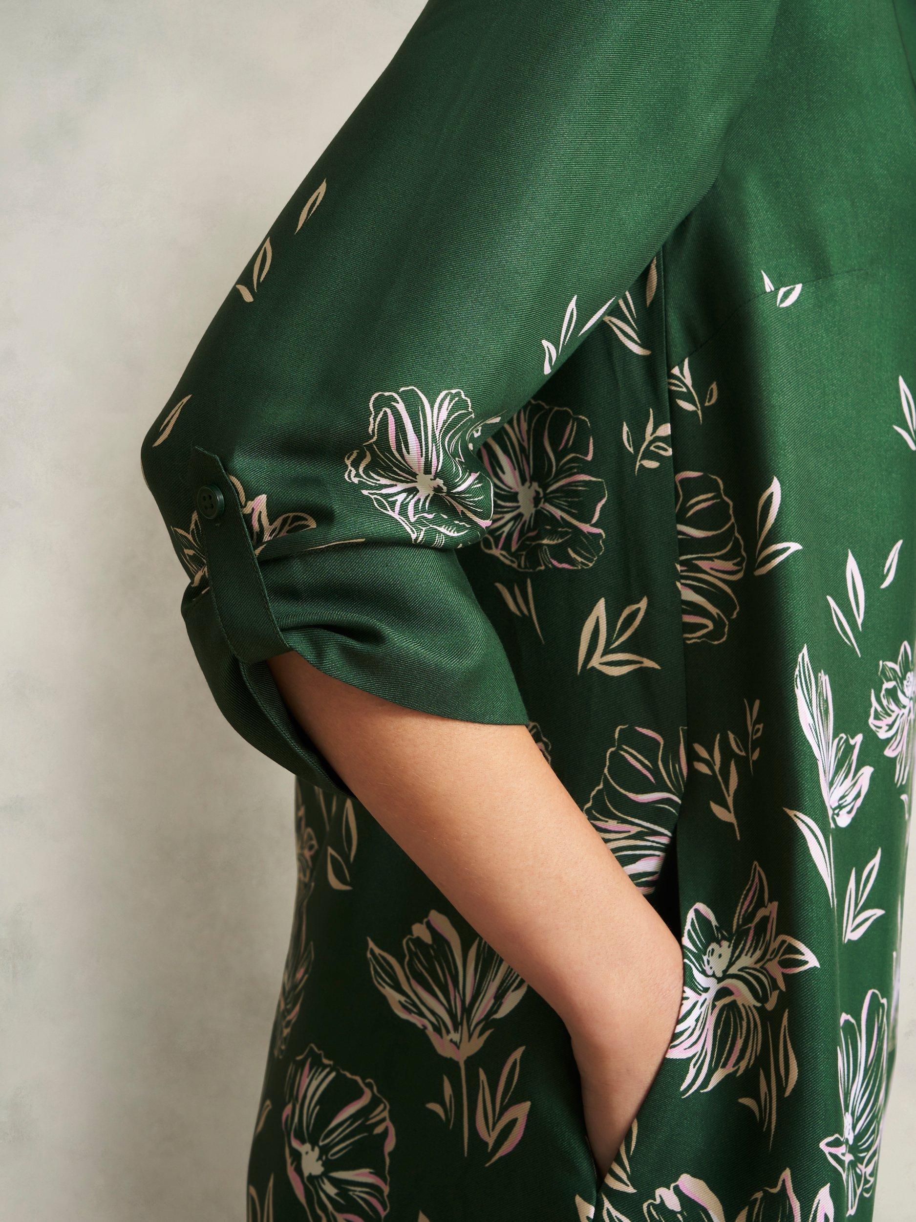 Product image 6 of 6, which shows Hobbs Marci Floral Tunic Dress, Green/Multi, 10