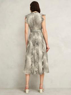 Hobbs Nina Polka Dot Midi Dress, Cream/Black - view 2, Cream/Black