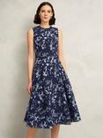 Hobbs Ria Embroidered Floral Dress, Midnight/Multi