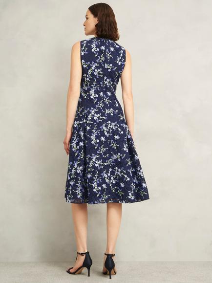 Hobbs Ria Embroidered Floral Dress, Midnight/Multi - view 2, Midnight/Multi